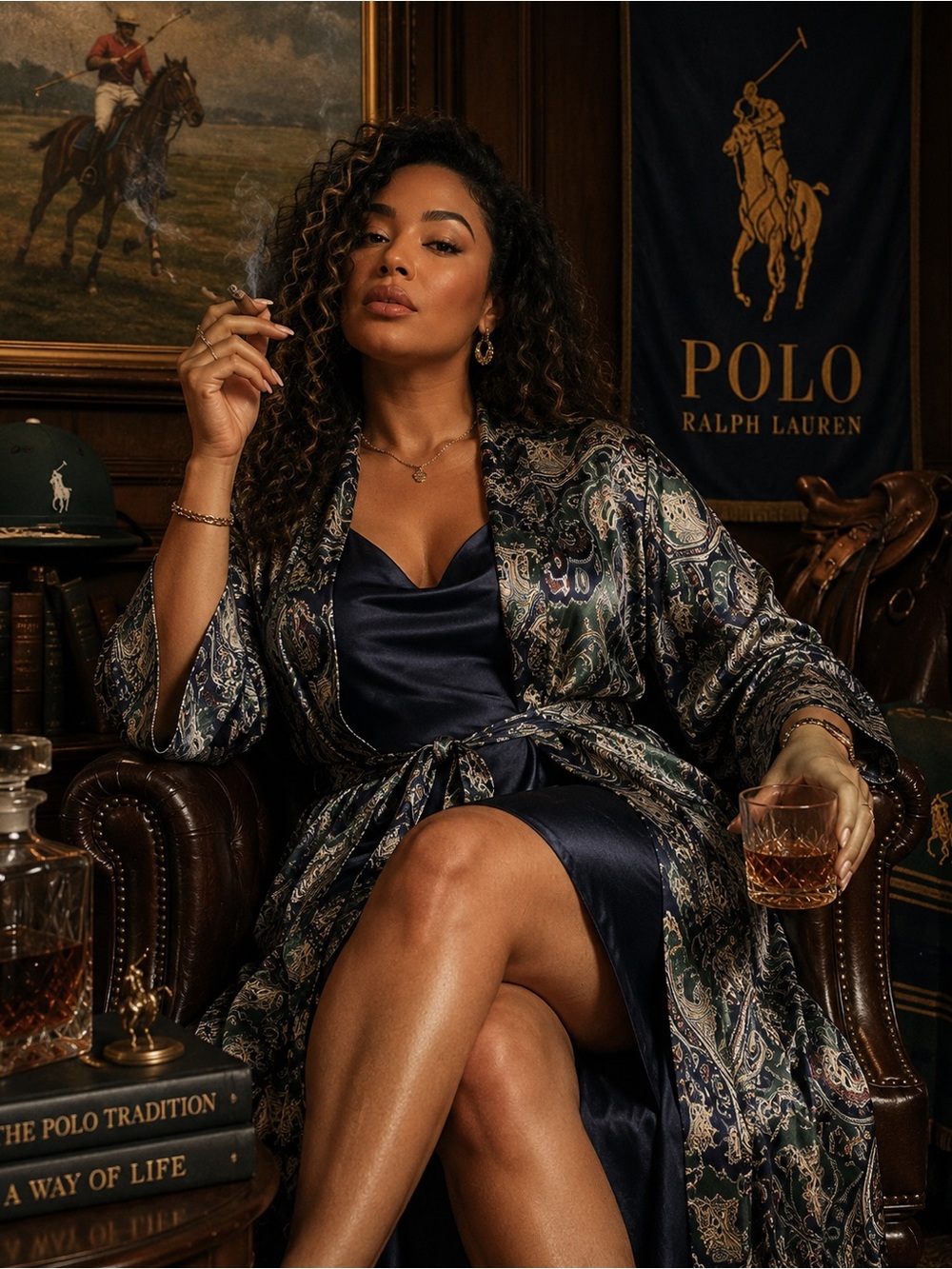 Dior Paisley Robe with Belt in Navy, Teal & Cream Old Money